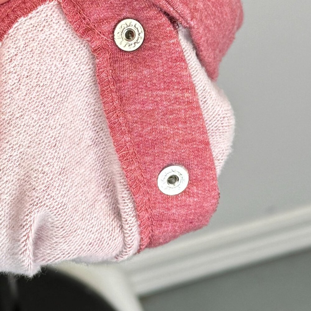 Hyba Reitmans Pink Mock Neck Sweatshirt Dress L Heathered Tunic Snap Cuff Fleece - Picture 5 of 9
